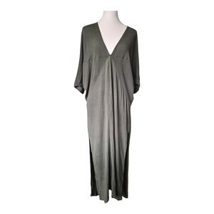 Cleobella Lagenlook Maxi Dress Army Green Dolman Slv Boho Oversized Coverup Xs
